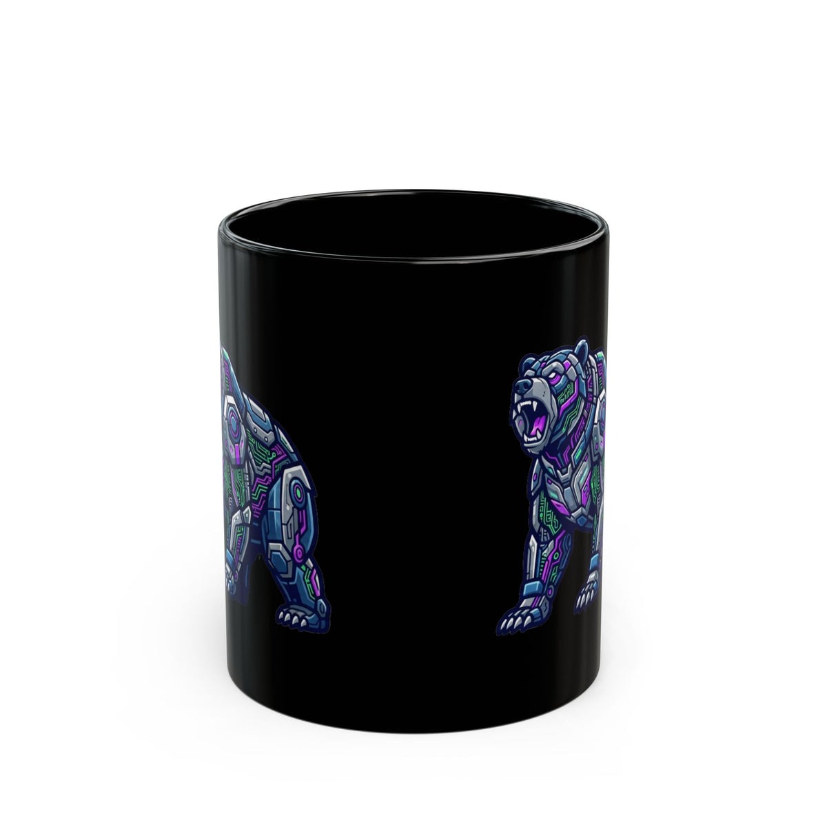 "Cyber Bear" Black Ceramic Mug