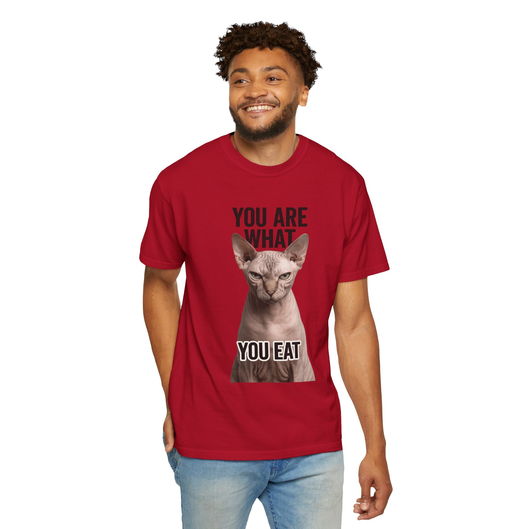 "You Are What You Eat - Cat 1" Unisex Garment-Dyed T-shirt
