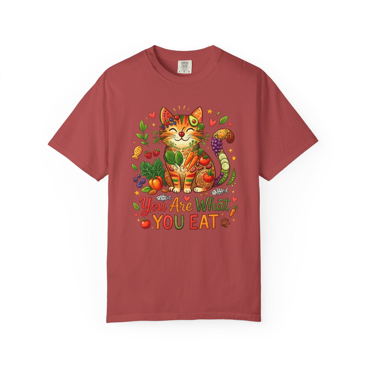 Color: Crimson | You Are What You Eat - Cat 2 Unisex Garment-Dyed T-shirt