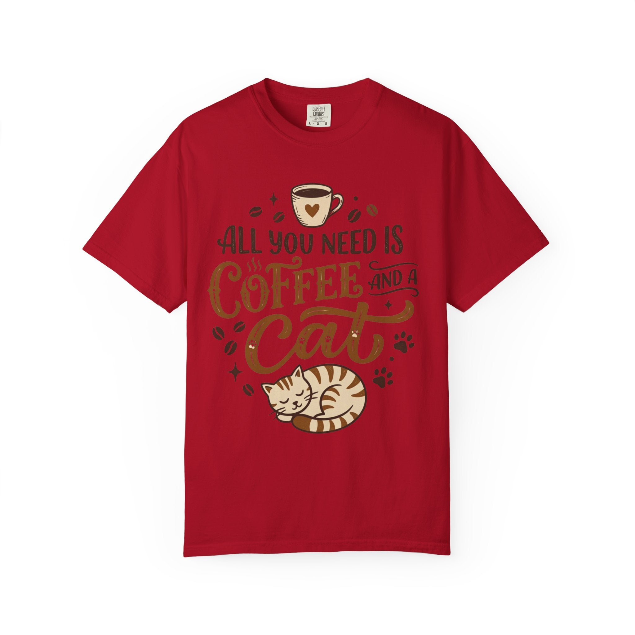 "All You Need is Coffee and a Cat" Unisex Garment-Dyed Tee