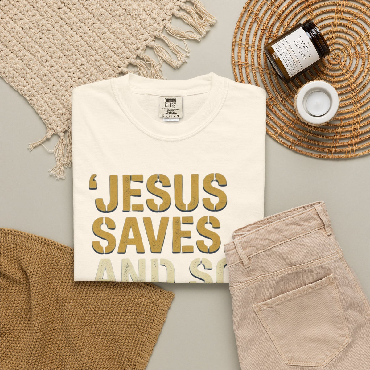 "Good Book Series Jesus Saves and So Should You" Unisex Garment-Dyed Tee