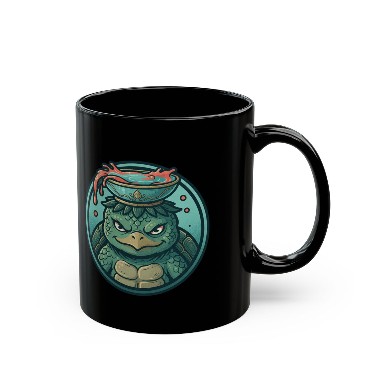 "Kappa (Japanese Folklore)" Black Ceramic Mug — Graphic