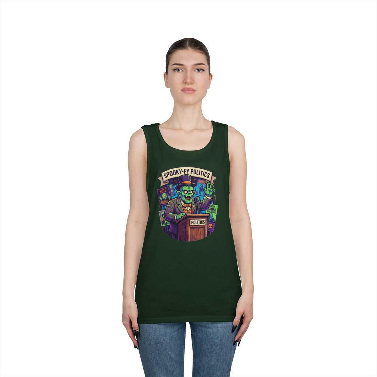 Color: Forest Green | Spooky-Fy Politics Tank Top