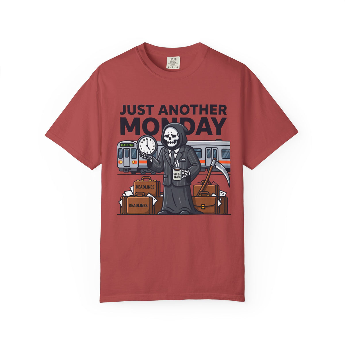 Color: Crimson | Just Another Monday Unisex Garment-Dyed Tee