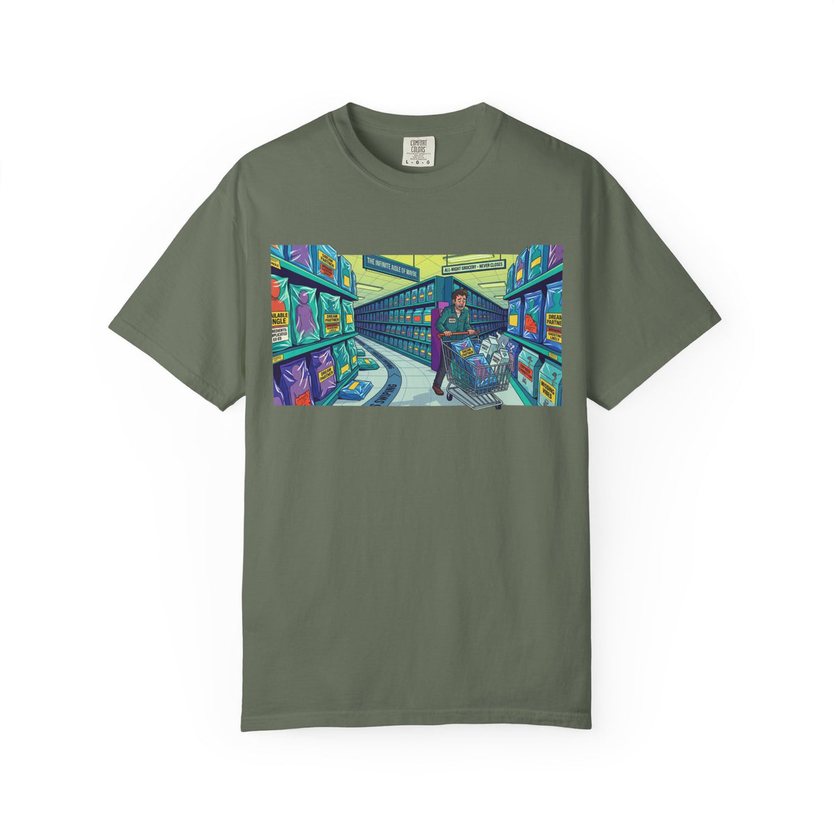 Color: Moss | Infinite Dating Unisex Garment-Dyed Tee