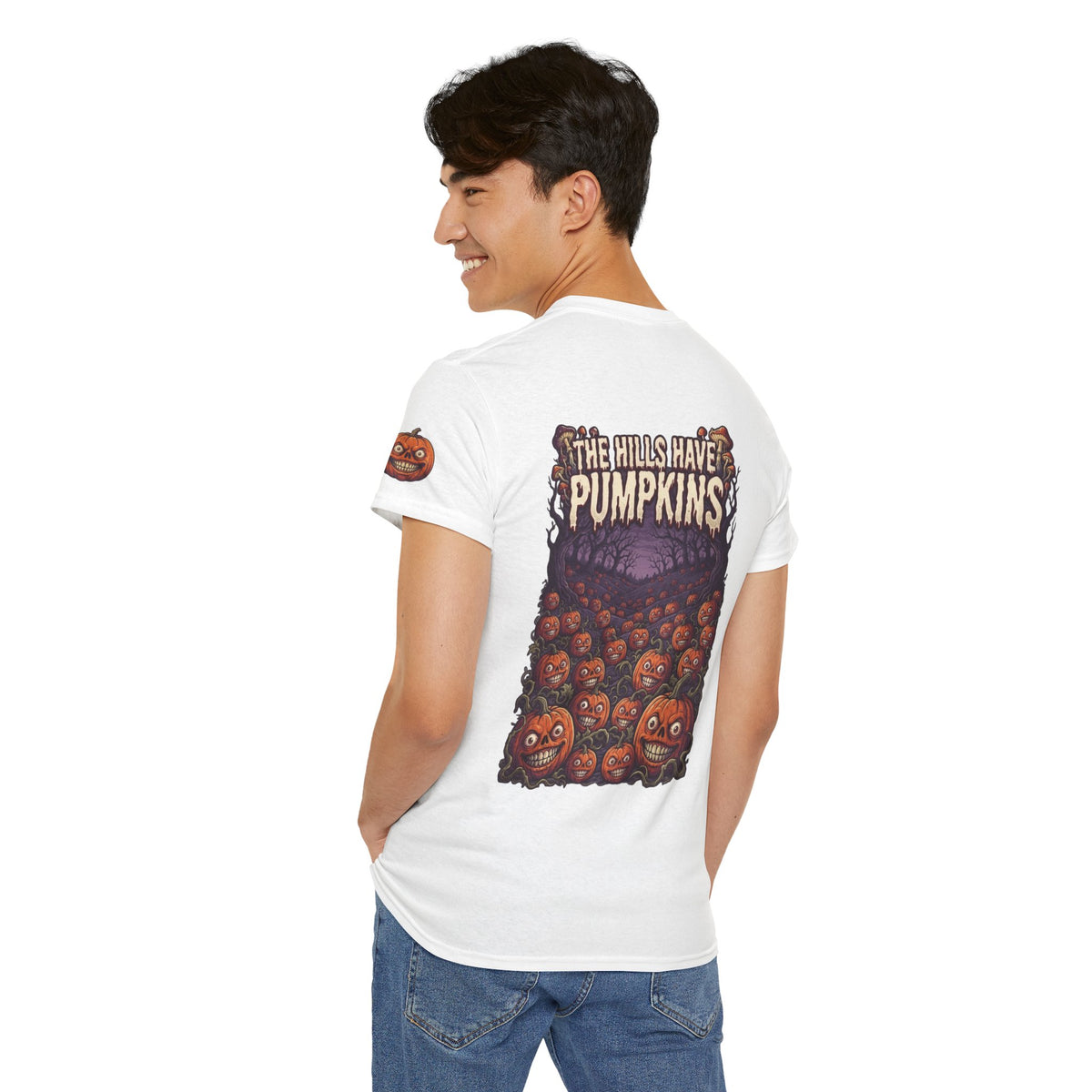 Color: White | The Hills Have Pumpkins Premium Graphic Tee