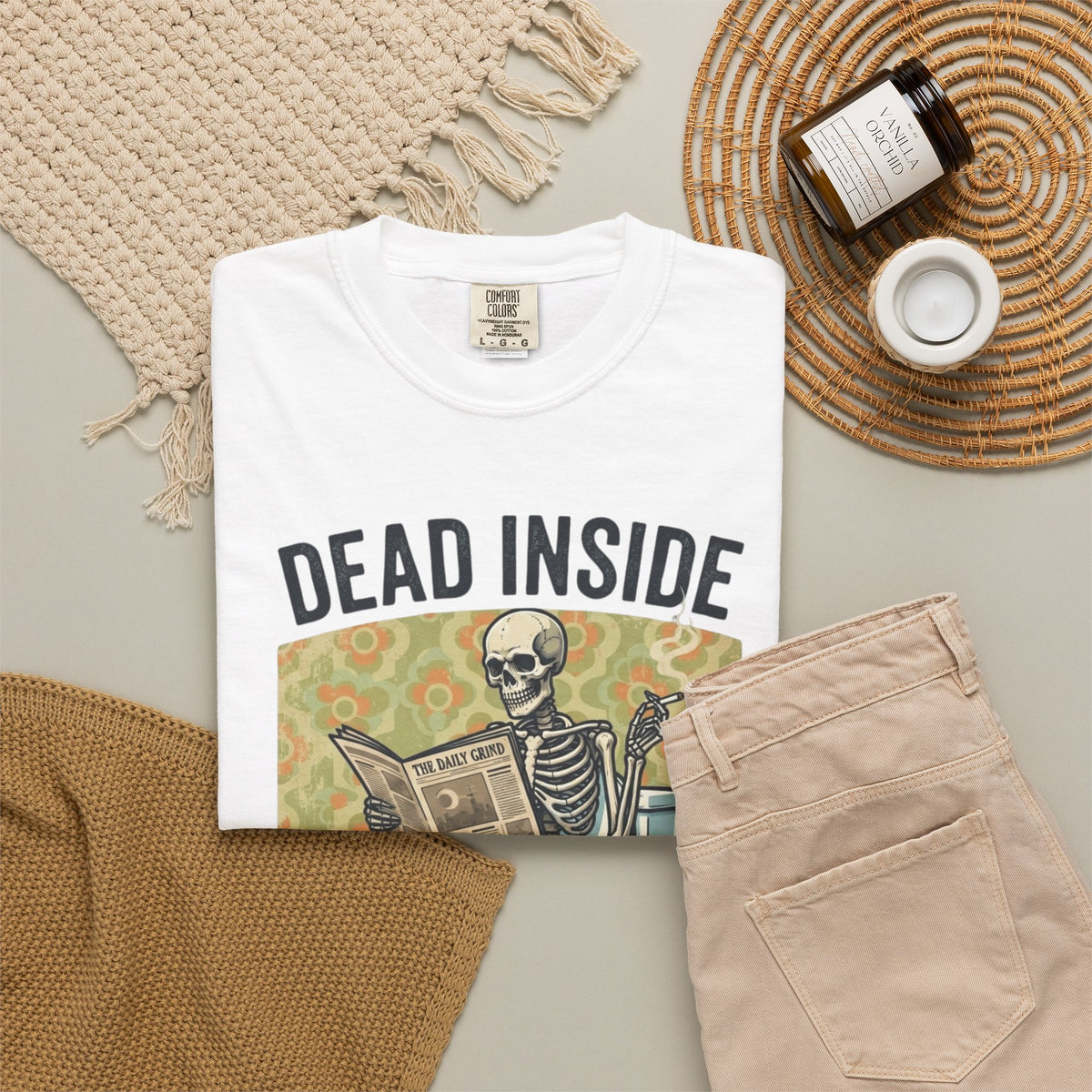 Dead Inside Shit Outside Unisex Garment-Dyed Tee