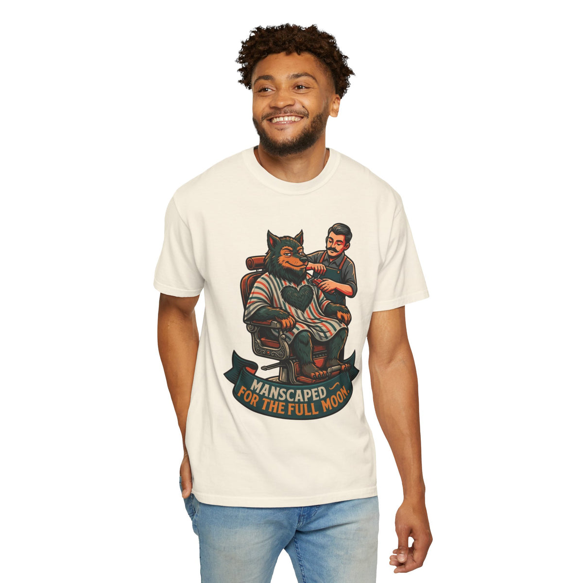 Color: Ivory | Manscaped for the Full Moon Unisex Garment-Dyed Tee