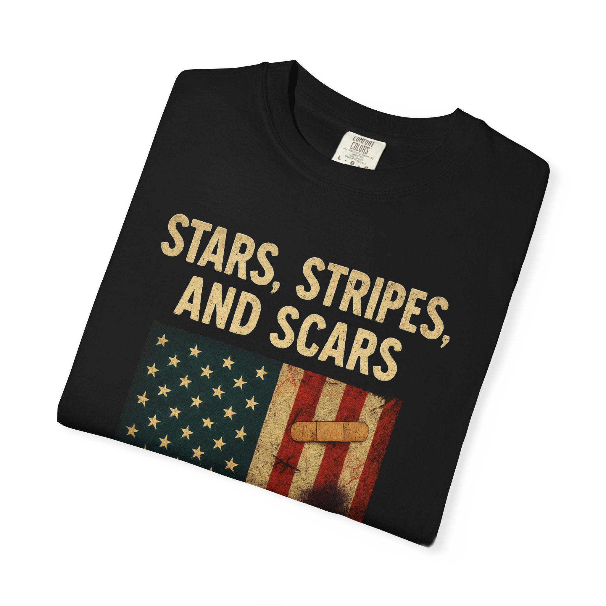 "STARS, STRIPES, AND SCARS" Unisex Garment-Dyed T-shirt