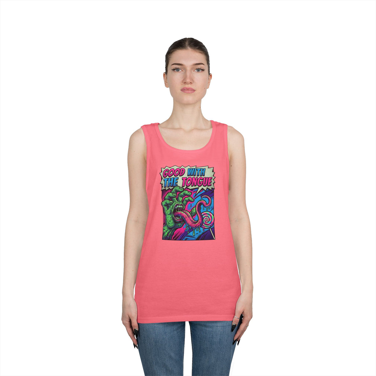 Color: Safety Pink | Good With the Tongue Tank Top