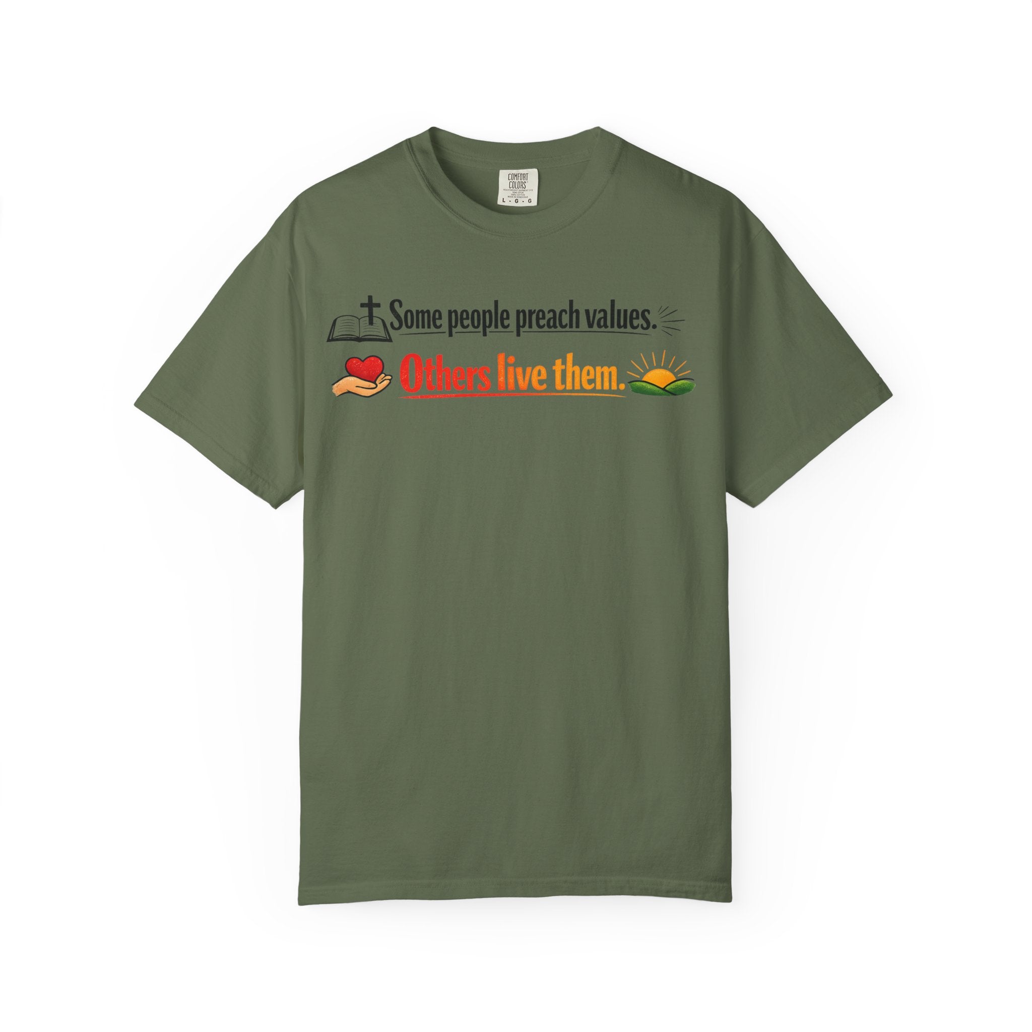 "Actions Over Sermons" Unisex Garment-Dyed T-shirt