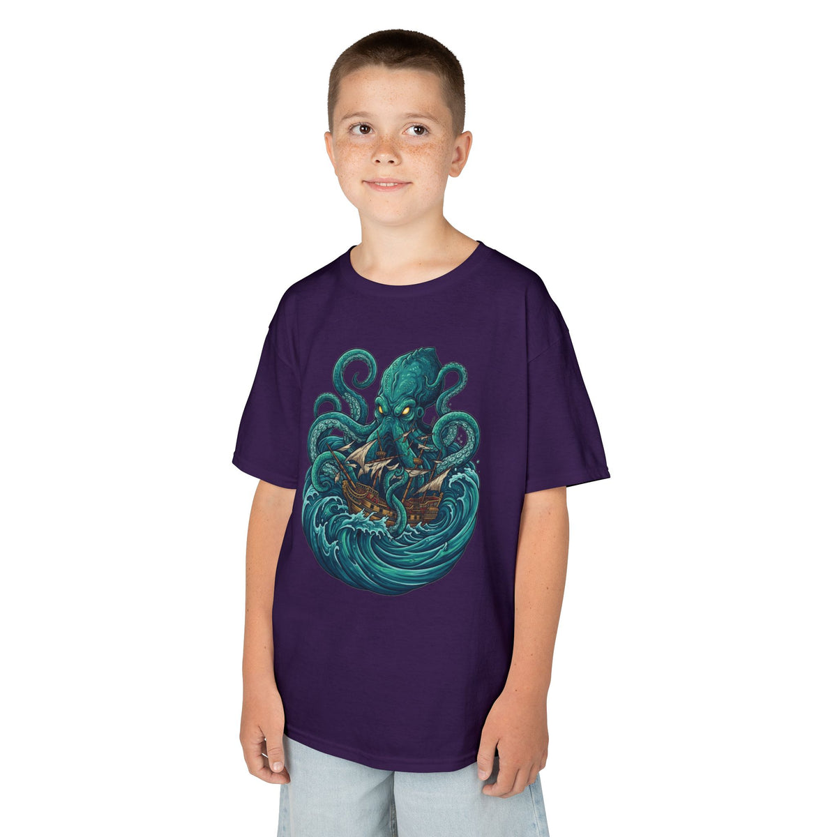 Color: Purple | The Kraken (Norse-Global Maritime) Kids Tee