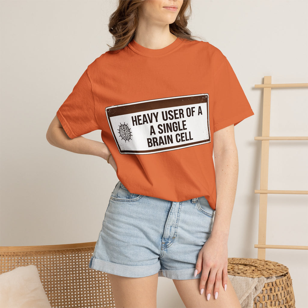 “Heavy User of a Single Brain Cell” Unisex Garment-Dyed T-shirt
