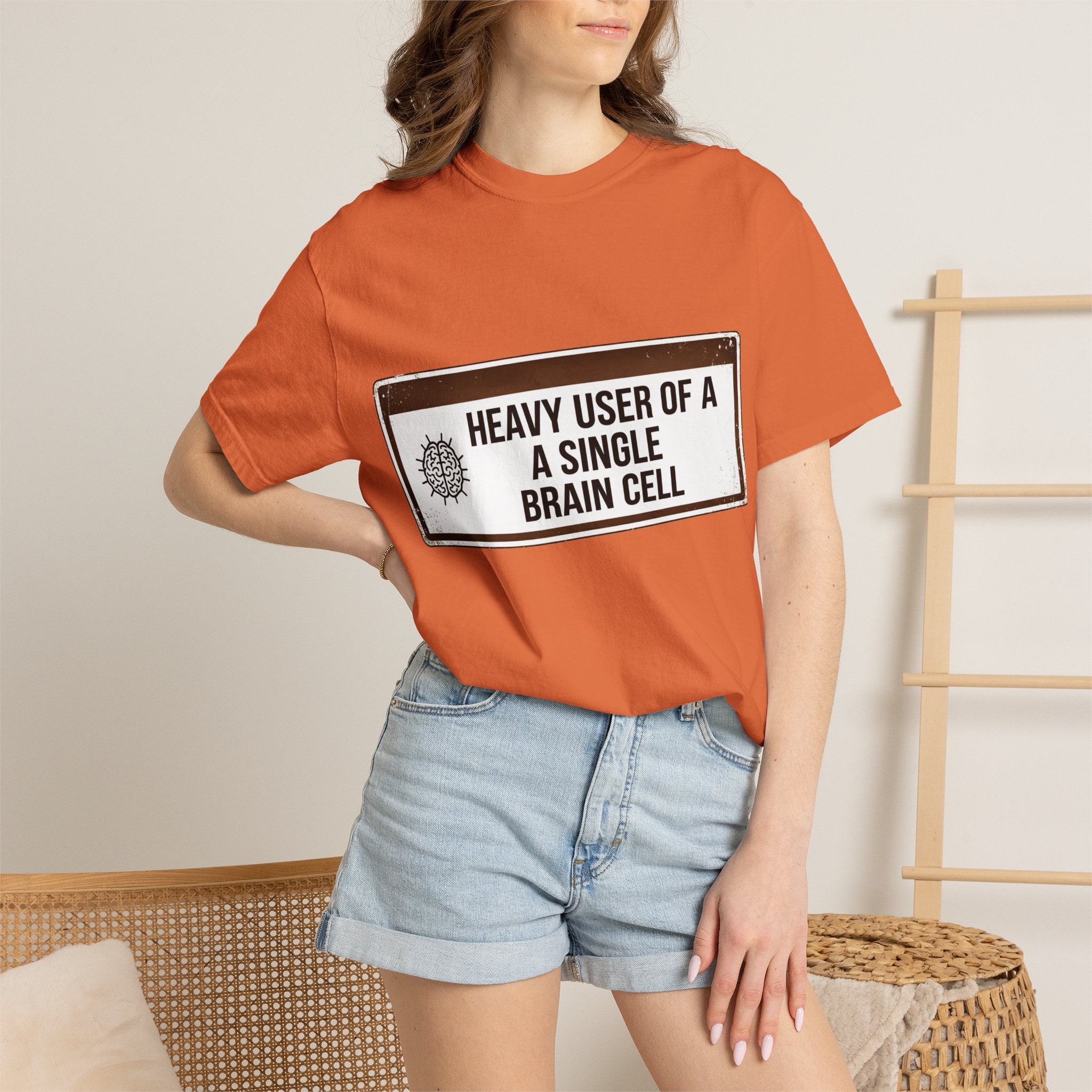 “Heavy User of a Single Brain Cell” Unisex Garment-Dyed T-shirt