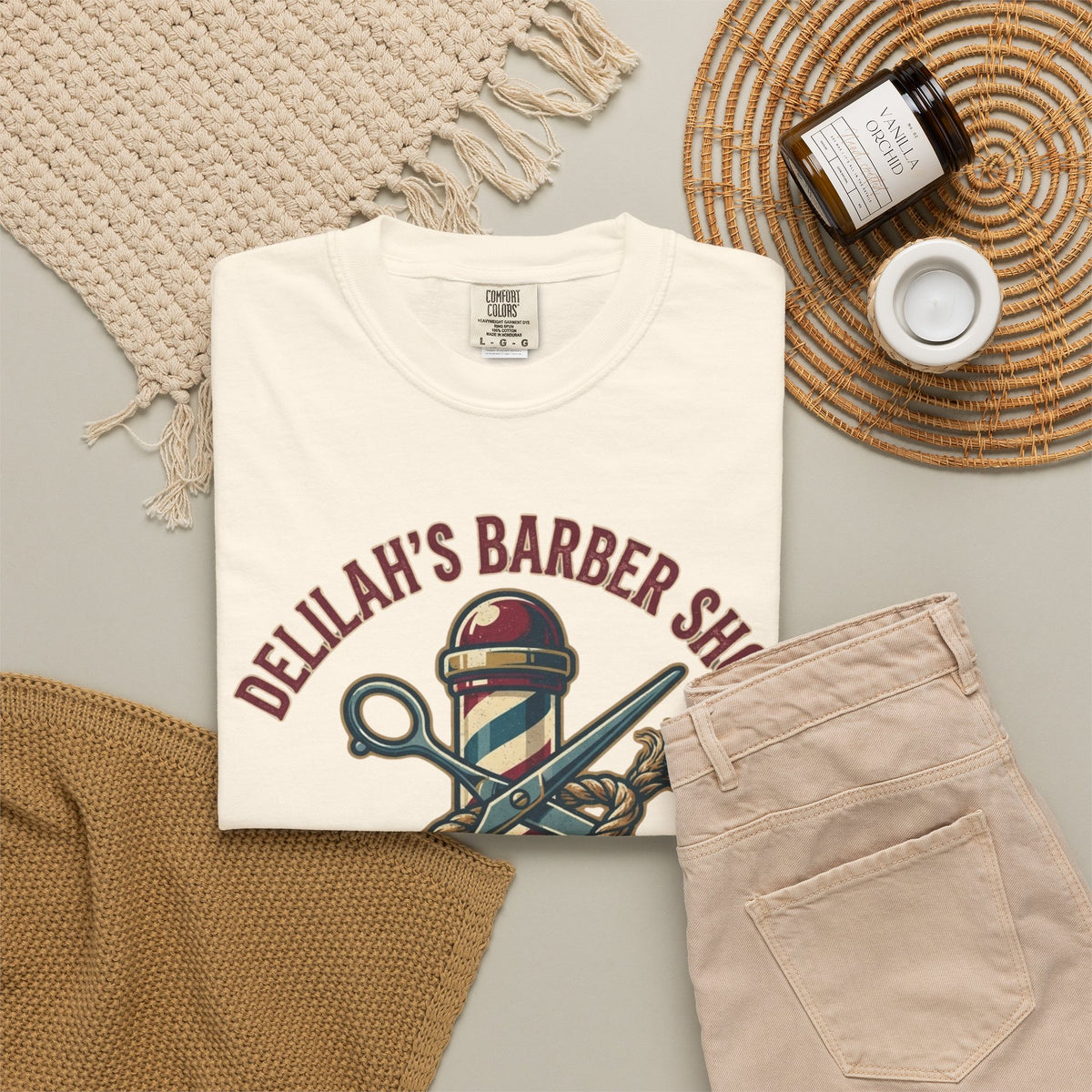 "Good Book Series Delilah's Barber Shop" Unisex Garment-Dyed Tee