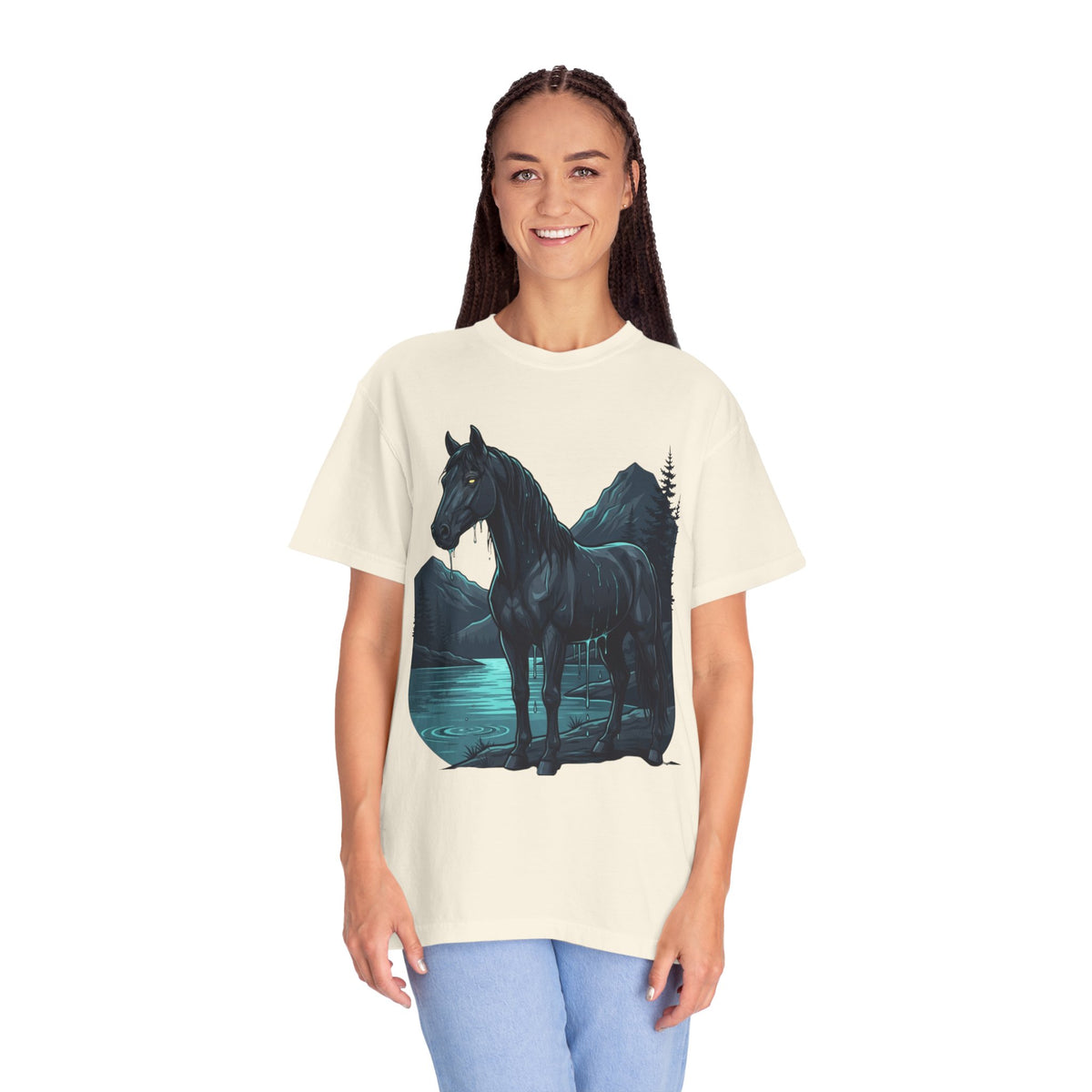 Color: Ivory | Kelpie (Scottish Folklore) Unisex Garment-Dyed Tee