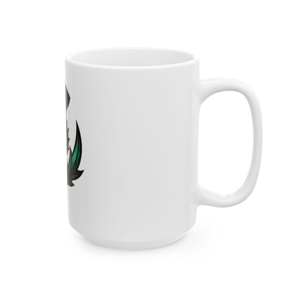 "Stained Glass Floral" White Ceramic Mug — Graphic