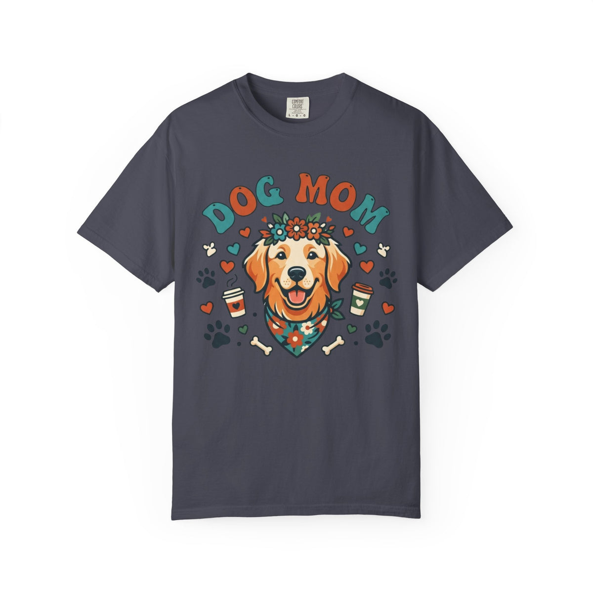 Color: Navy | Dog Mom Unisex Garment-Dyed Tee