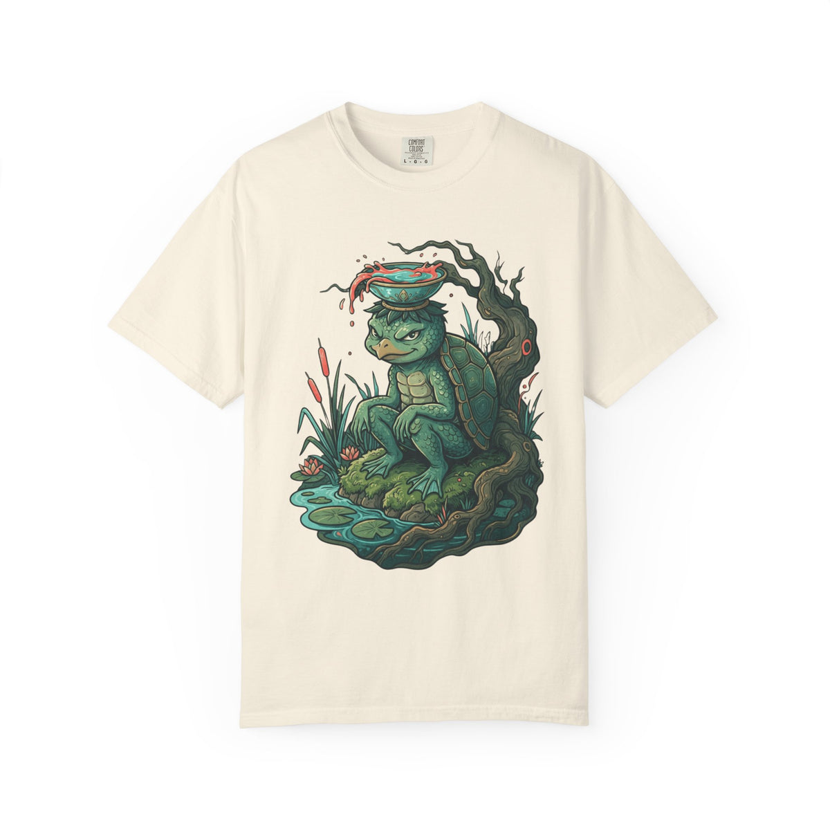 Color: Ivory | Kappa (Japanese Folklore) Unisex Garment-Dyed Tee