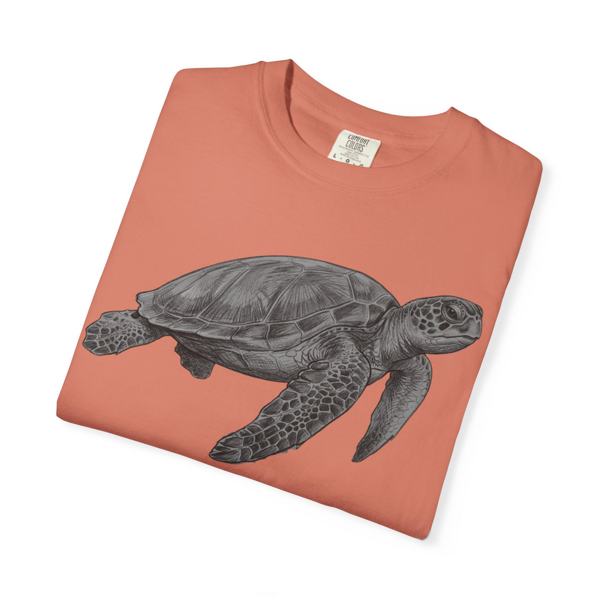 "Pencil Sketch Art Sea Turtle" Unisex Garment-Dyed Tee