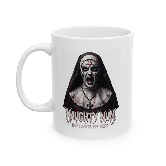 "Naughty Nun" White Ceramic Mug