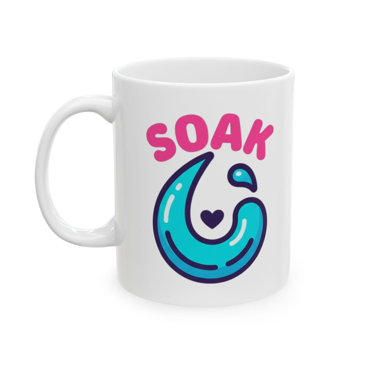 "Soaking Makes Me Wet" White Ceramic Mug — Graphic