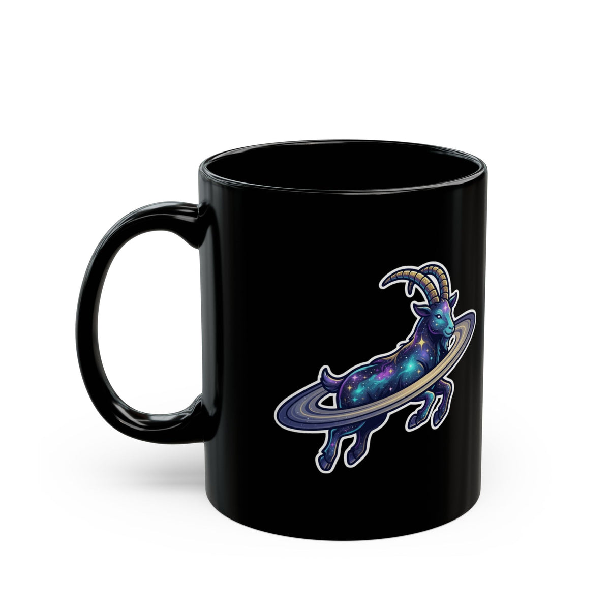 "Space Explorer Capricorn" Black Ceramic Mug — Graphic