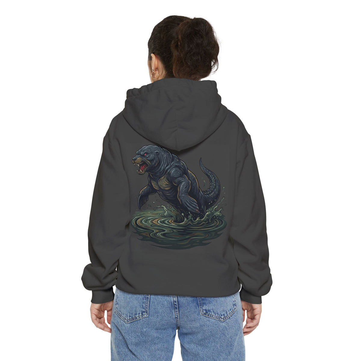 Color: Pepper | Bunyip (Australian Aboriginal Mythology) Garment-Dyed Hoodie
