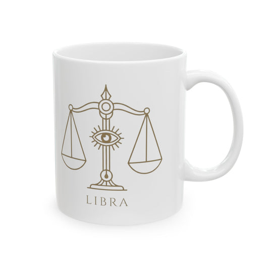 "Libra The Balanced Scales" White Ceramic Mug — Graphic