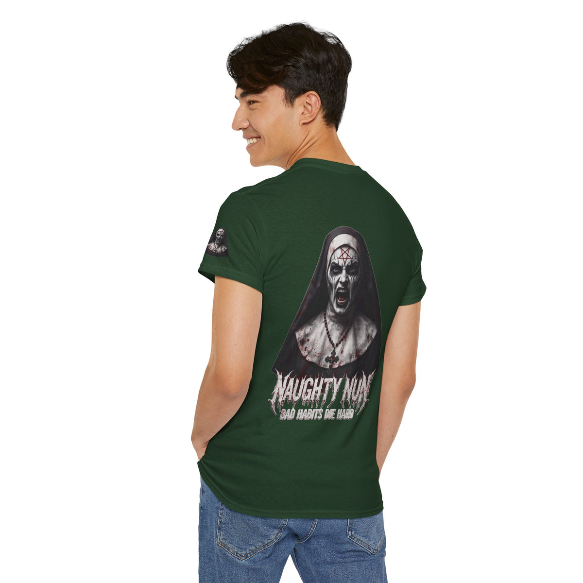 Color: Forest Green | Naughty Nun Premium Graphic Tee