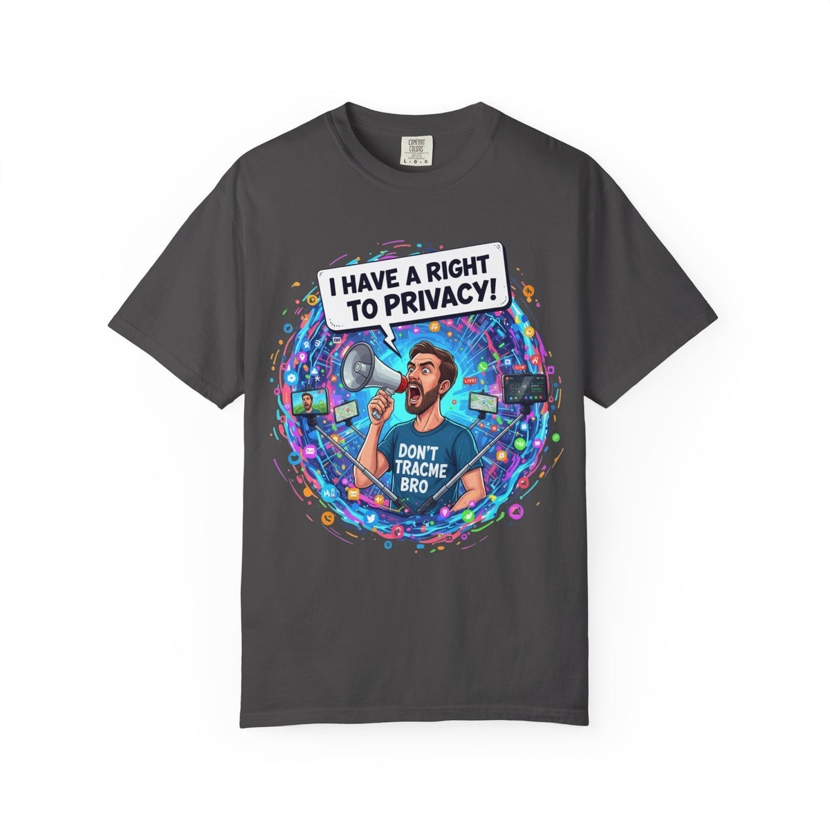 Color: Graphite | The Right to Privacy  Unisex Garment-Dyed T-shirt