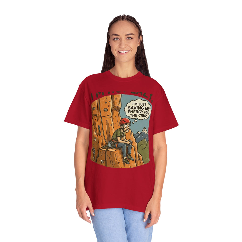 "Saving Energy for the Crux" Unisex Garment-Dyed Tee