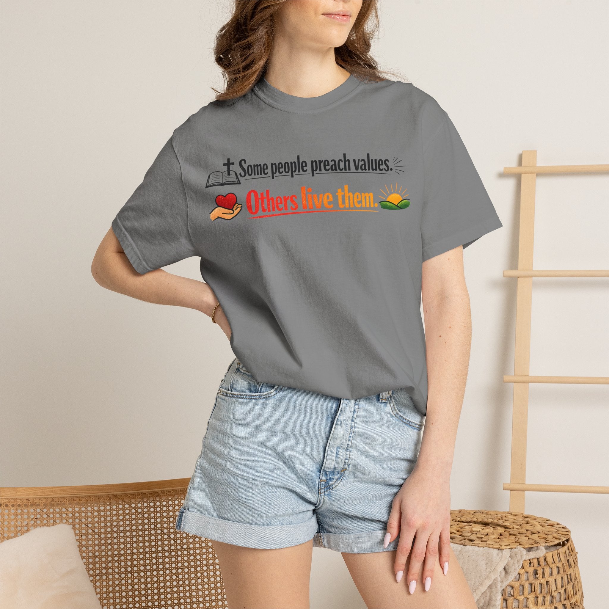 "Actions Over Sermons" Unisex Garment-Dyed T-shirt