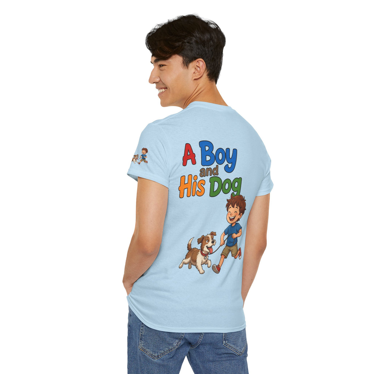Color: Light Blue | A Boy And His Dog Premium Graphic Tee