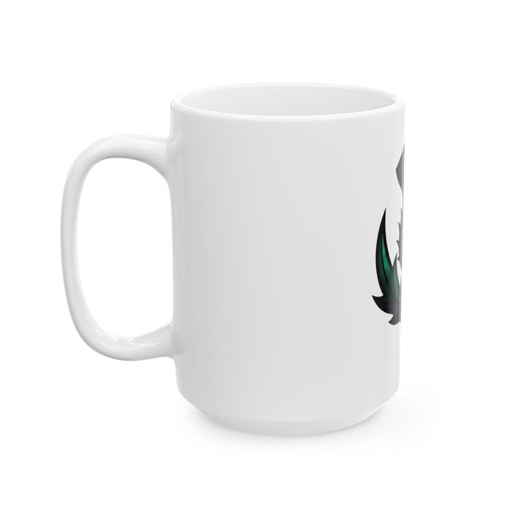 "Stained Glass Floral" White Ceramic Mug — Graphic