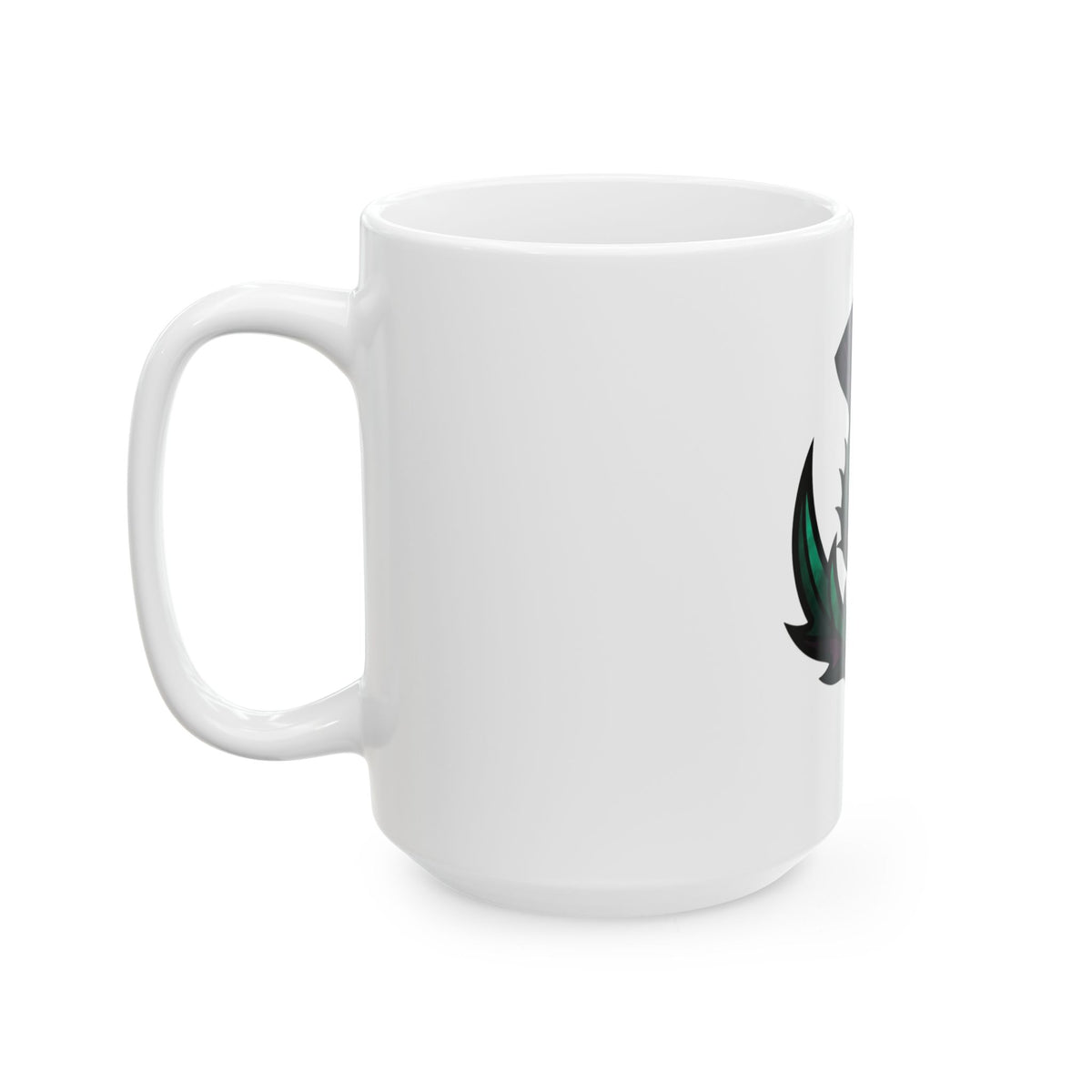 "Stained Glass Floral" White Ceramic Mug — Graphic