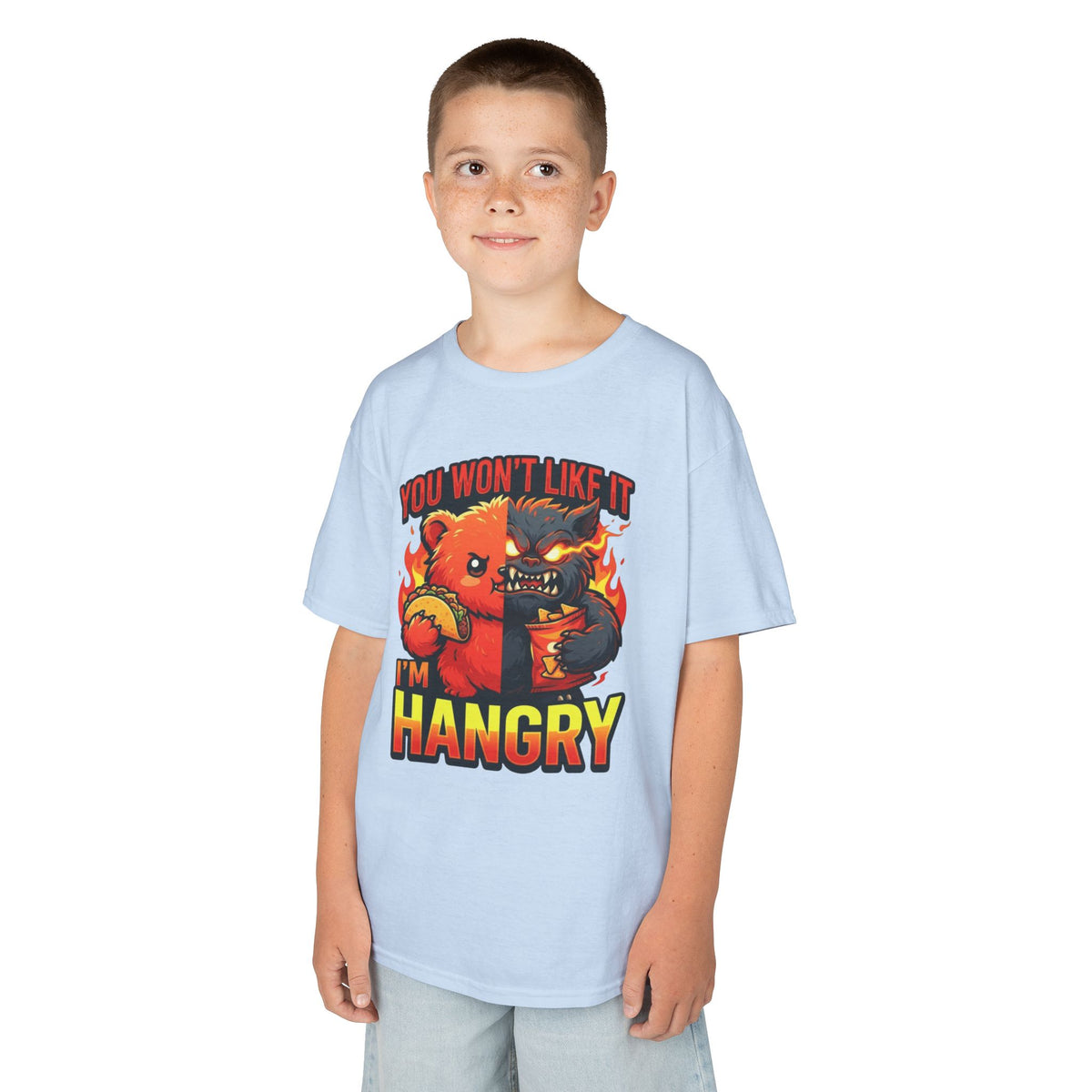 Color: Light Blue | You Won't Like It I'm Hangry Kids Tee