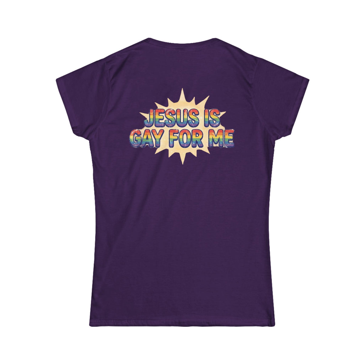 Color: Purple | Jesus is Gay For Me Women's Tee