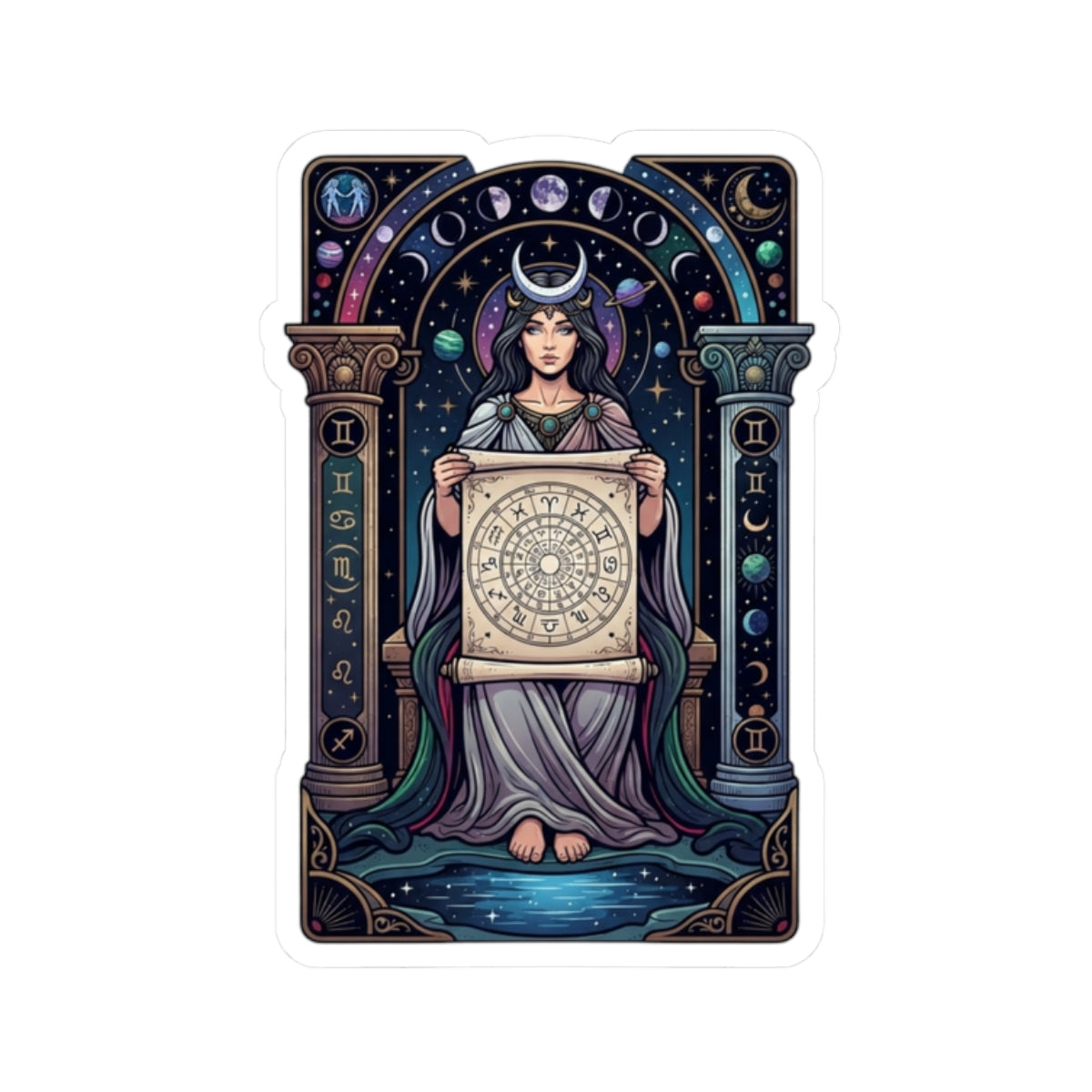 "The Cosmic Tarot (High Priestess)" Sticker — Main