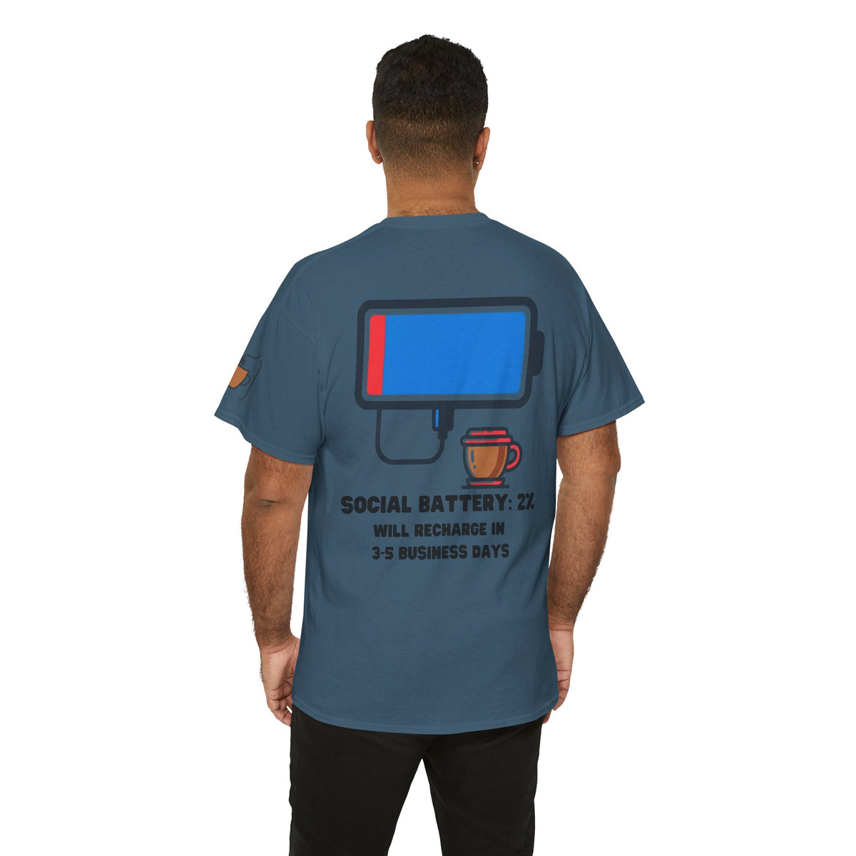 Color: Indigo Blue | Social Battery Premium Graphic Tee