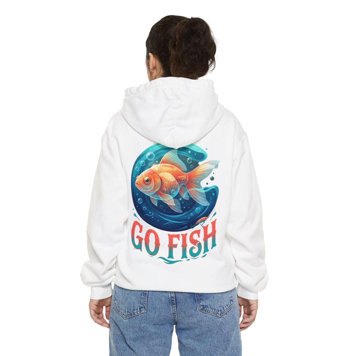 Color: White | Go Fish Garment-Dyed Hoodie