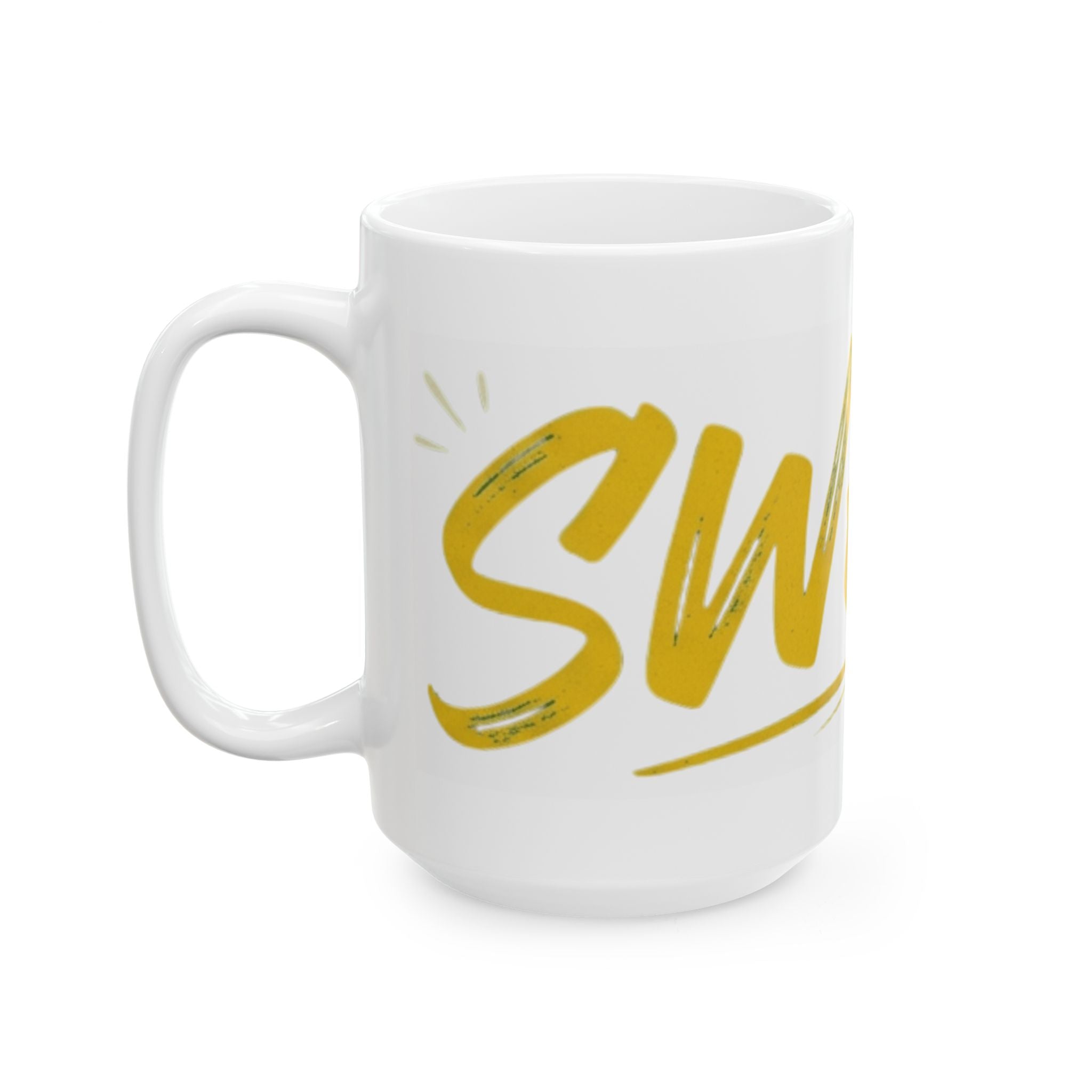 "Swear And Try Again" White Ceramic Mug — Graphic