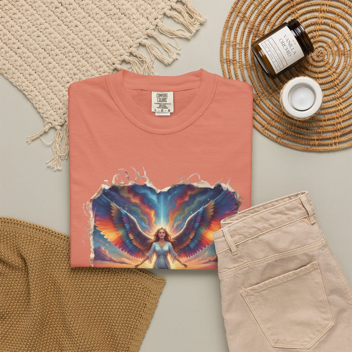 "Rainbow Angel" Unisex Garment-Dyed Tee