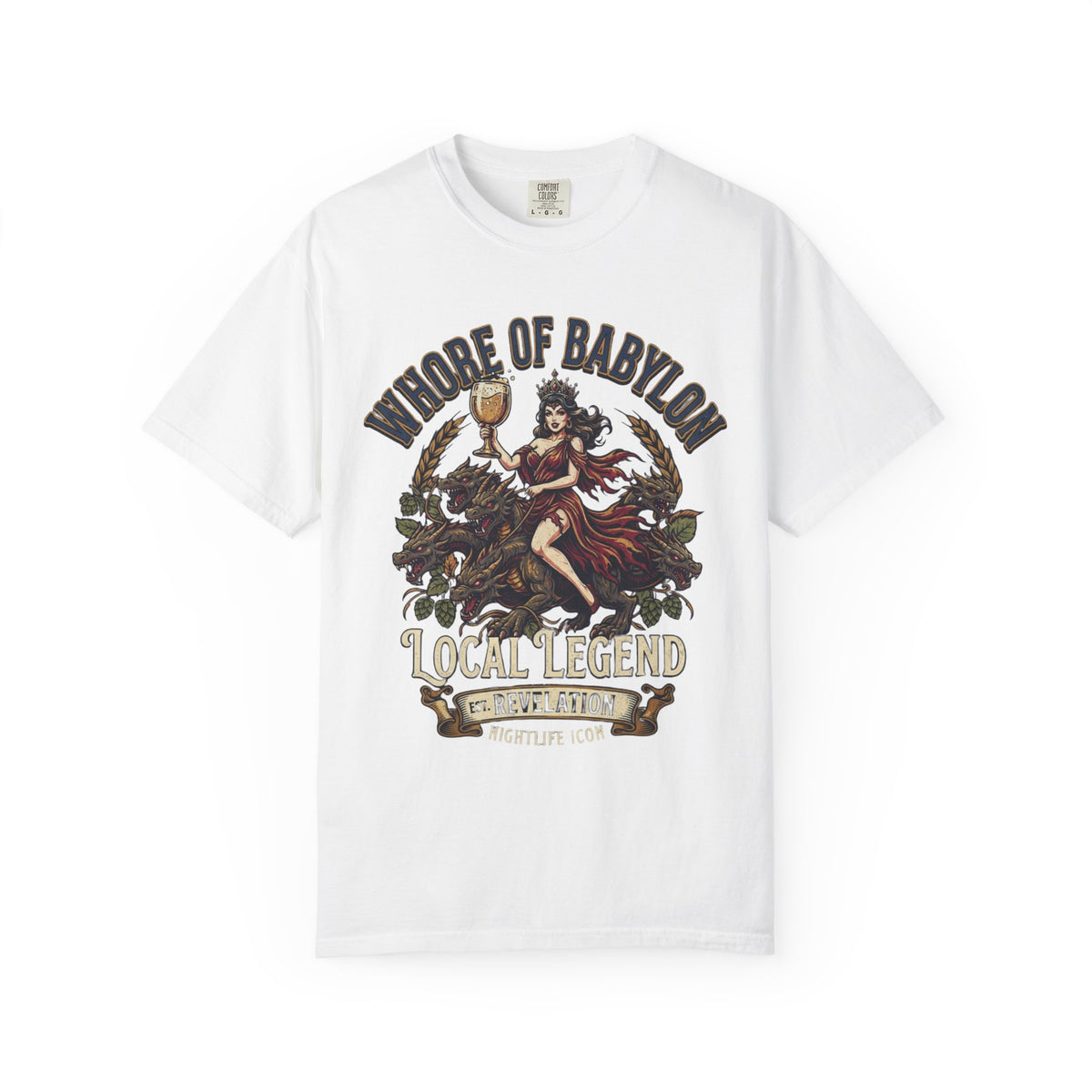 "Good Book Series Whore of Babylon" Unisex Garment-Dyed Tee
