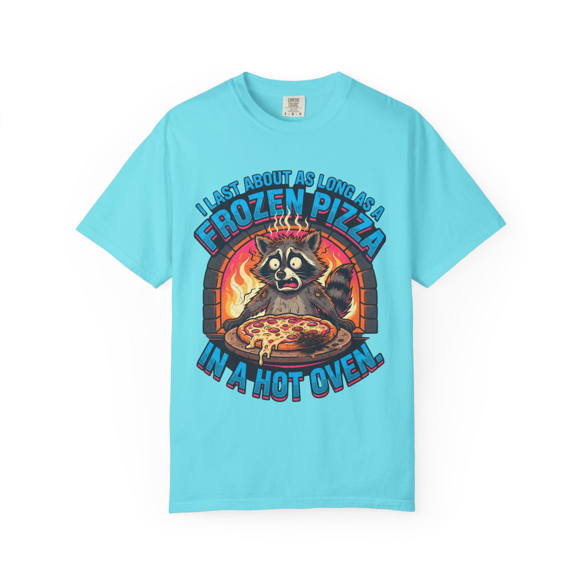 Color: Lagoon Blue | Frozen Pizza in a Hot Oven Unisex Garment-Dyed Tee