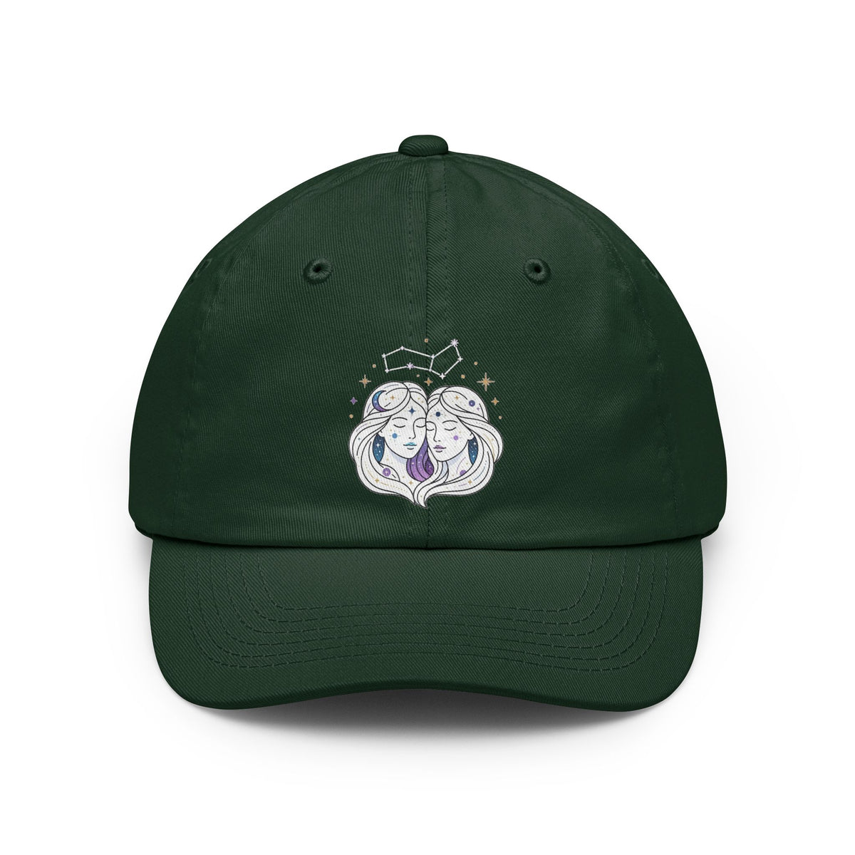 Color: Forest Green | Gemini The Celestial Twins Dad Hat — Graphic