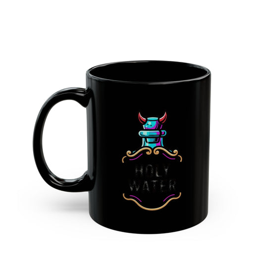 "Holy Lube" Black Ceramic Mug — Graphic