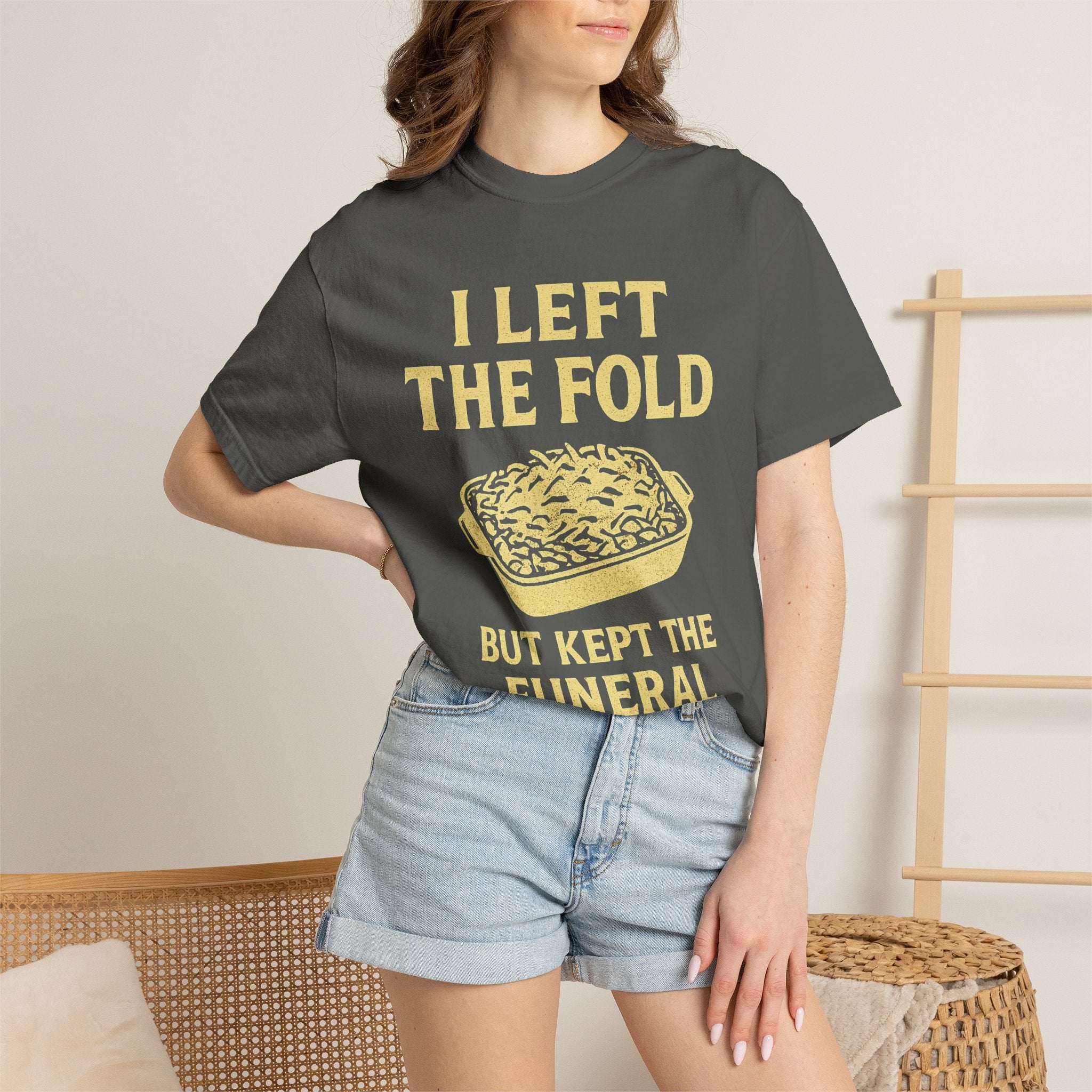 "Left the Fold, Kept the Funeral Potatoes" Unisex Garment-Dyed T-shirt