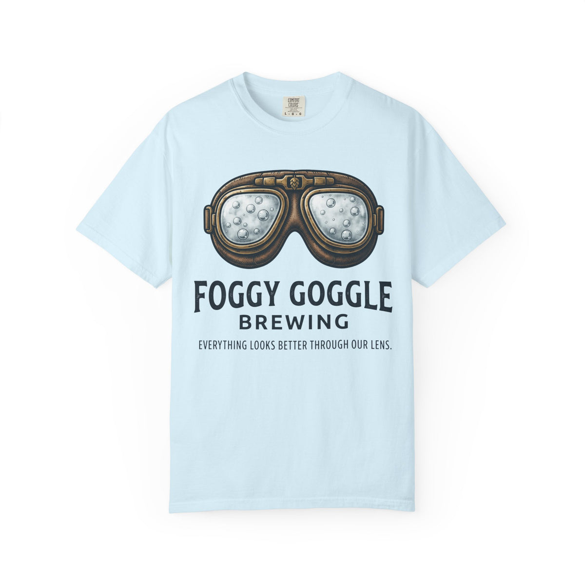 Color: Chambray | Foggy Goggle Brewing Unisex Garment-Dyed Tee