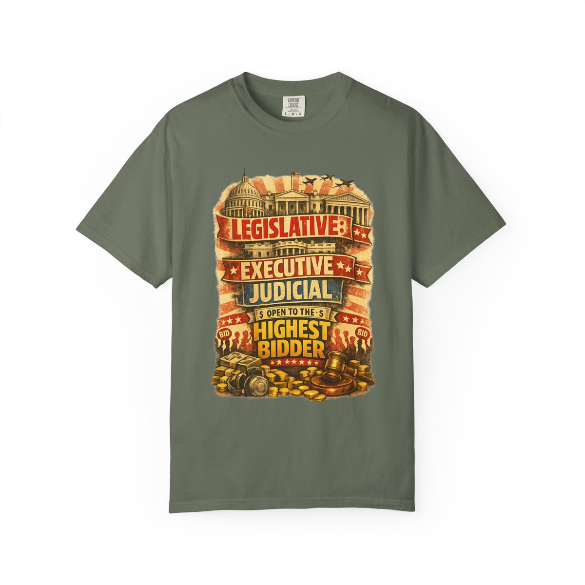 Color: Moss | Highest Bidder Unisex Garment-Dyed T-shirt